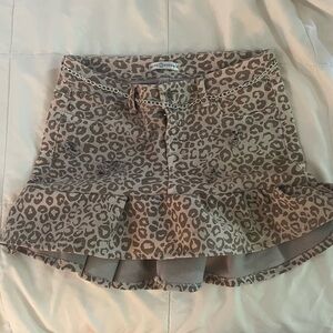 distressed, upcycled leopard print skirt